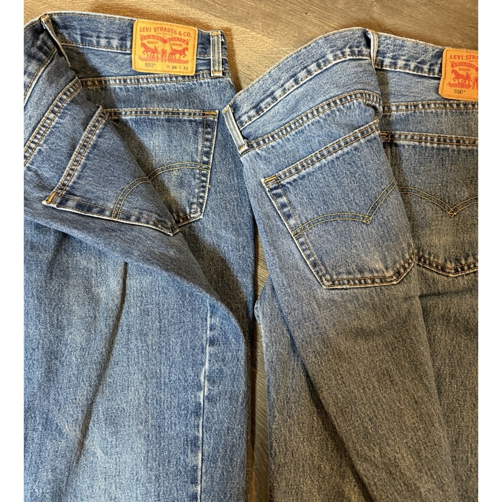 2 Pair Men's Levi 550 Denim Jeans Size 34 X 32 Relaxed Fit